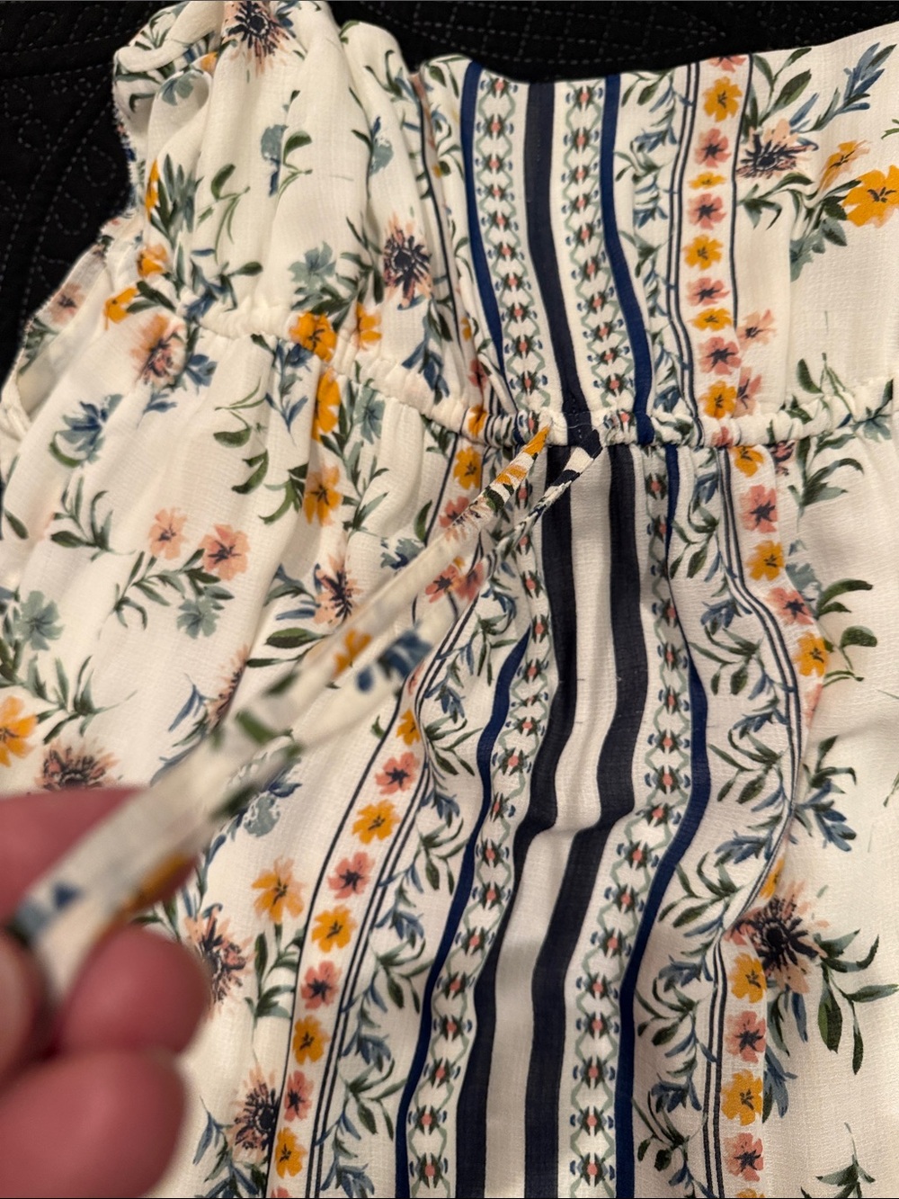 Lucky Brand Cream Maxi Dress with Pink Border & Multicolor Floral Print - Picture 4 of 4